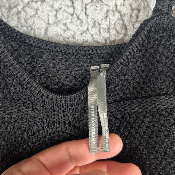 Anthropologie Bubble Crochet Crop Relaxed Black Tank Top Women’s Size XSP - Picture 11 of 16